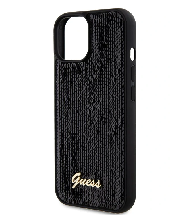 Husa Guess Sequin Script Logo pentru iPhone 15 Plus Black thumb