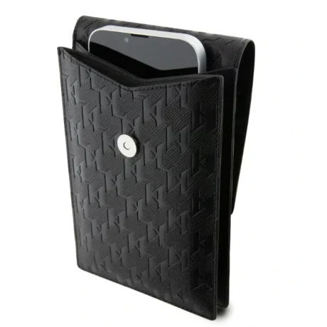 Geanta Karl Lagerfeld Saffiano Monogram Wallet Phone Bag Choupette NFT Black