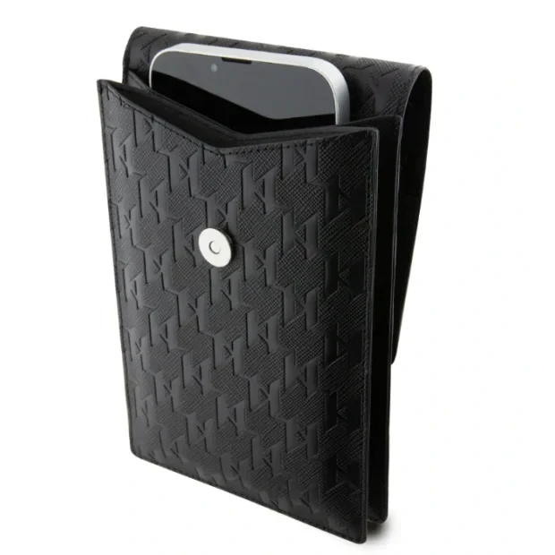 Geanta Karl Lagerfeld Saffiano Monogram Wallet Phone Bag Choupette NFT Black