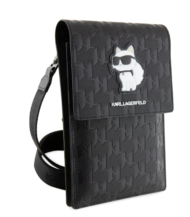 Geanta Karl Lagerfeld Saffiano Monogram Wallet Phone Bag Choupette NFT Black thumb