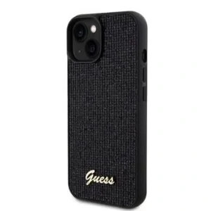 Husa  Guess PU Square Mirror Script Logo pentru iPhone 15 Black