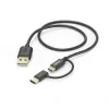 2-in-1 Micro-USB Cable with USB Type-C Adapter, 1 m, black