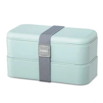 2-piece lunch box, stacking, leak-proof, 500 ml per bento box, pastel blue