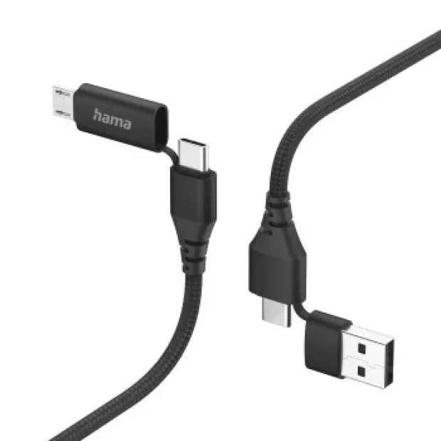 4-in-1 Multi Charging Cable, USB-C and USB-A - USB-C and Micro-USB, 1.5 m, 