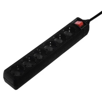 6-Way Power Strip, with switch, 1.4 m, black