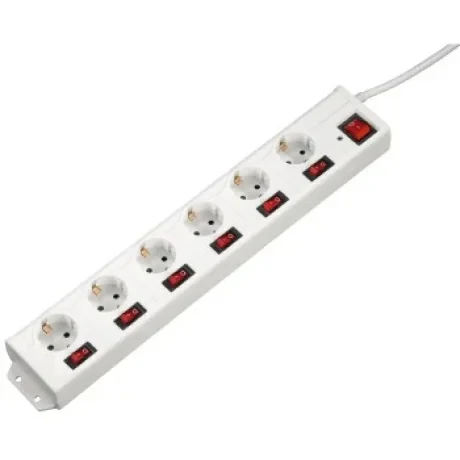 &quot;6+1&quot; Power Strip, XL, 6-Way, Individually Switchable, white