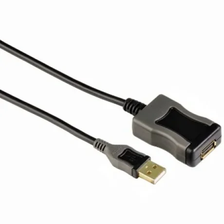 Active USB 2.0 Extension Cable, shielded, black, 5.00 m