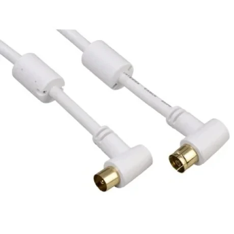 Antenna Cable, coax plug - coax socket, 90°, gold-plated, 5.0 m, 95 dB