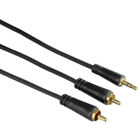 Audio Cable, 3.5 mm jack plug - 2 RCA plugs, stereo, gold-plated, 10.0 m