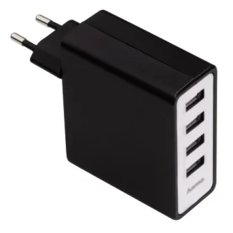 &quot;Auto-Detect&quot; 4-Port USB Charging Adapter for Tablets, 5 V/5.1 A, black