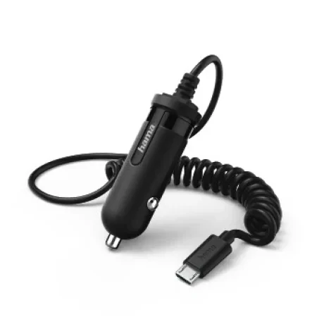 Car charger, micro-USB, 1 A, black