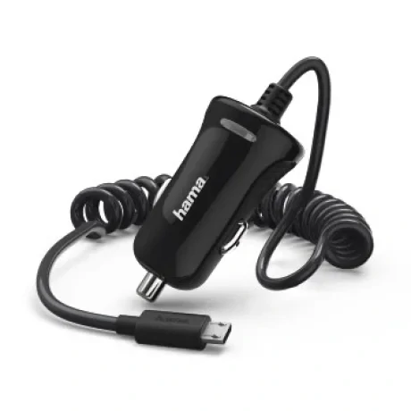Car charger, micro-USB, 2.4 A, black