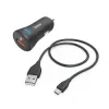 Car Fast Charger with Micro-USB Charging Cable, QC, 19.5 W, 1.5 m, black