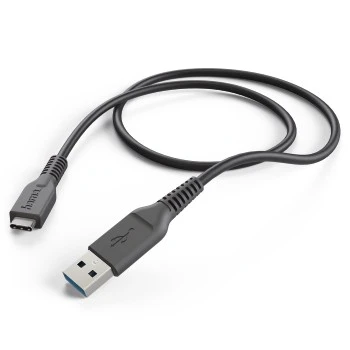 Charging/Data Cable, USB Type-C - USB 3.1 A Plug, 1 m, black thumb