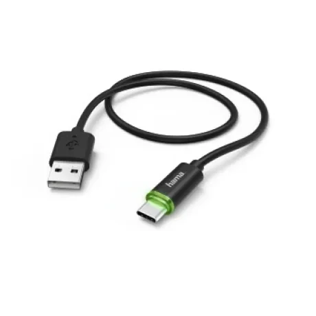 Charging/Data Cable, USB Type-C, with LED Indicator, 1 m, black