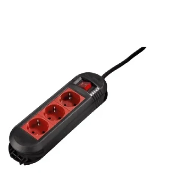 &quot;Colour&quot; Power Strip, 3-Way, black/red, 1.5 m