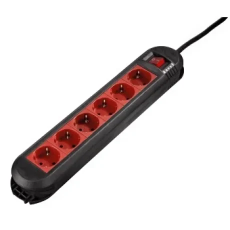&quot;Colour&quot; Power Strip, 6-Way, black/red, 1.5 m