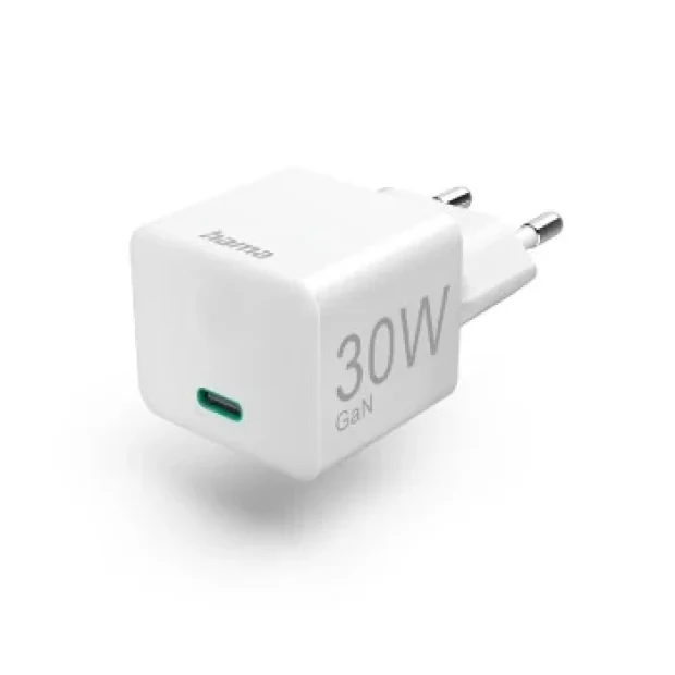 Fast Charger, USB-C, PD/Qualcommr/GaN, Mini-Charger, 30 W, white
