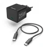 Fast Charger w. Charging Cable, USB-C, Mini-Charger, PD, 25 W, 1.5 m, black