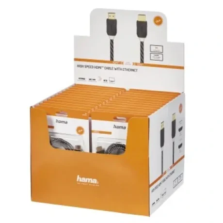 High Speed HDMItm Cable, Plug-Plug, Ethernet,Fabric,Gold-plated,black, 1.5 m