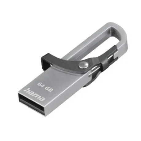 &quot;Hook-Style&quot; USB Flash Drive, USB 2.0, 64 GB, 15 MB/s, grey