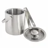 Ice Bucket Set with Lid and Tongs, made of stainless steel