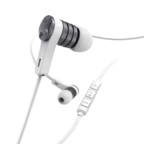 &quot;Intense” headphones, in-ear, microphone, flat ribbon cable, white/grey