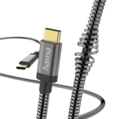 &quot;Metal&quot; Charging Cable, USB-C - USB-C, 1.5 m, Metal Sheath, anthracite