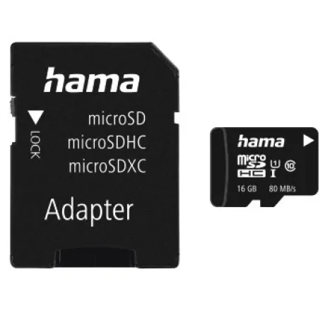 microSDHC 16GB Class 10 UHS-I 80MB/s + Adapter/Mobile