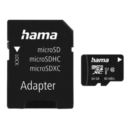 microSDXC 64GB Class 10 UHS-I 80MB/s + Adapter/Mobile
