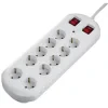Power Strip, 10-Way, 2 Switches and Overvoltage Protection, white, 2 m