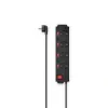 Power Strip, 4-Way, 90°, Individually Switchable, Wall Mounting, 1.4 m, blk