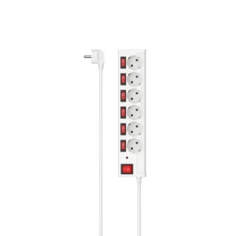 Power Strip, 6-Way, Overvoltage Protection, Individually Switchable, 1.4 m,