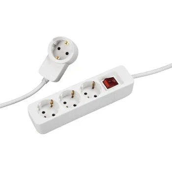 &quot;Powerplug&quot; Power Strip, 3-Way, Additional Socket, Switch, 1.4 m, white