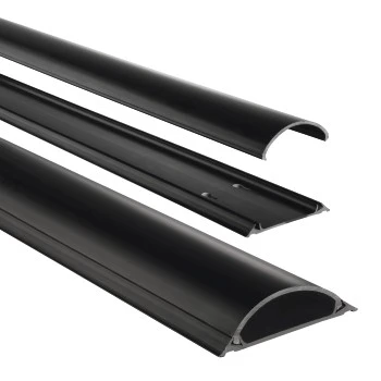 PVC Cable Duct, Semi-Circular, Self-Adhesive, 100/7/2.1 cm, black thumb