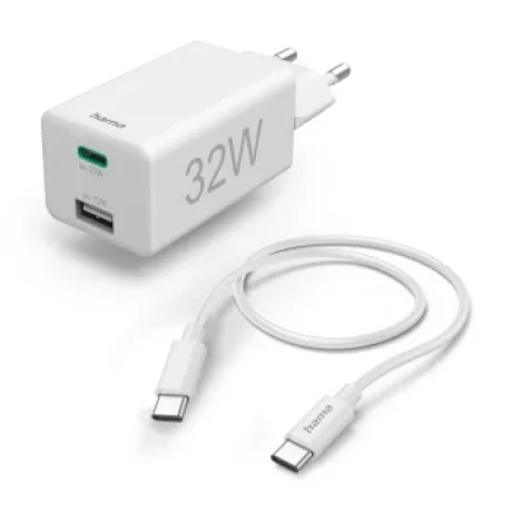 Quick Charger, 1x USB-C, 1x USB-A, PD/Qualcommr, Charging Kit, 32 W, whi