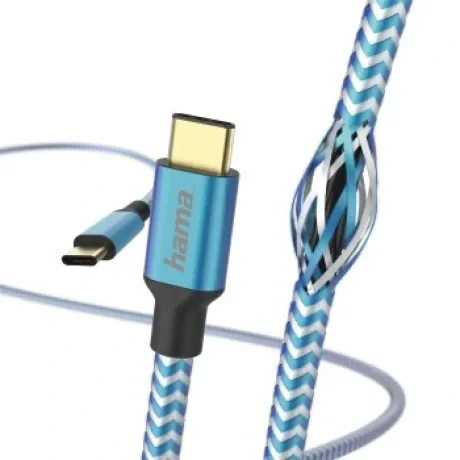 &quot;Reflective&quot; Charging/Data Cable, USB Type-C - USB Type-C, 1.5 m, blue