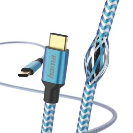 &quot;Reflective&quot; Charging/Data Cable, USB Type-C - USB Type-C, 1.5 m, blue