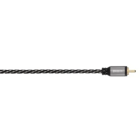 Subwoofer Cable + Adapter, RCA socket/2 RCA plugs, fabric, gold-pl., 5.0 m