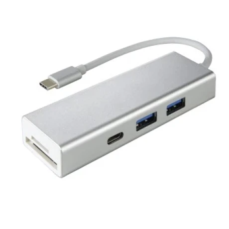 USB 3.1 Type-C Hub 1:3 &quot;Aluminium&quot;, 2 x USB-A, USB-C, Card Reader