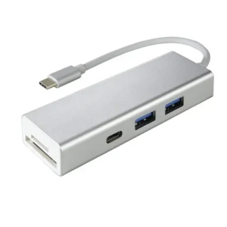 USB 3.1 Type-C Hub 1:3 &quot;Aluminium&quot;, 2 x USB-A, USB-C, Card Reader