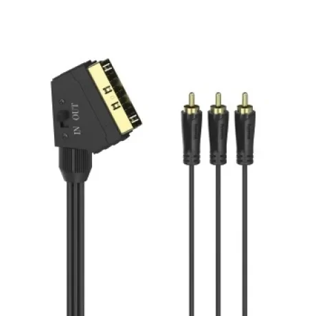 Video Cable, Scart Plug - 3 RCA Plugs (Video/Stereo), 1.5 m