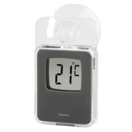 Window Thermometer for Indoors and Outdoors, Digital, 7.5 x 4.6 cm, grey