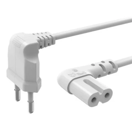 Euro Mains Lead, angled on both sides, 1.5 m, white