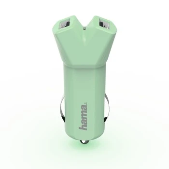 "Design Line" Car Charger, 2x USB, 3.4 A, green thumb