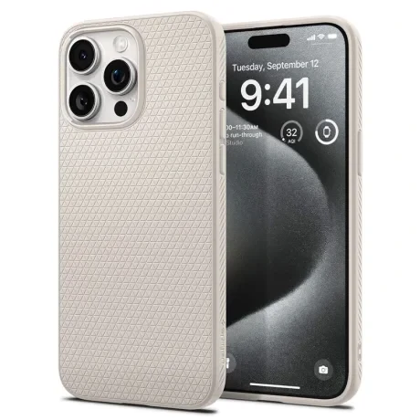 Husa Spigen Liquid Air, pentru iPhone 15 Pro Max - Natural Titanium