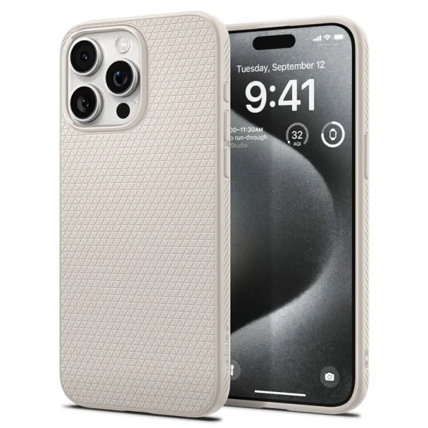 Husa Spigen Liquid Air, pentru iPhone 15 Pro Max - Natural Titanium