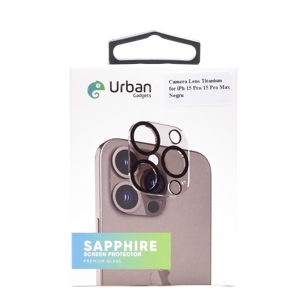 Folie sticla Camera Individual Urban Gadgets Saphore pentru iPhone 15 Pro/15 Pro Max, Negru thumb