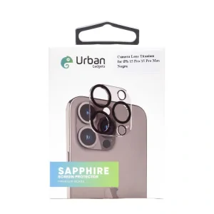 Folie sticla Camera Individual Urban Gadgets Saphore pentru iPhone 15 Pro/15 Pro Max, Negru