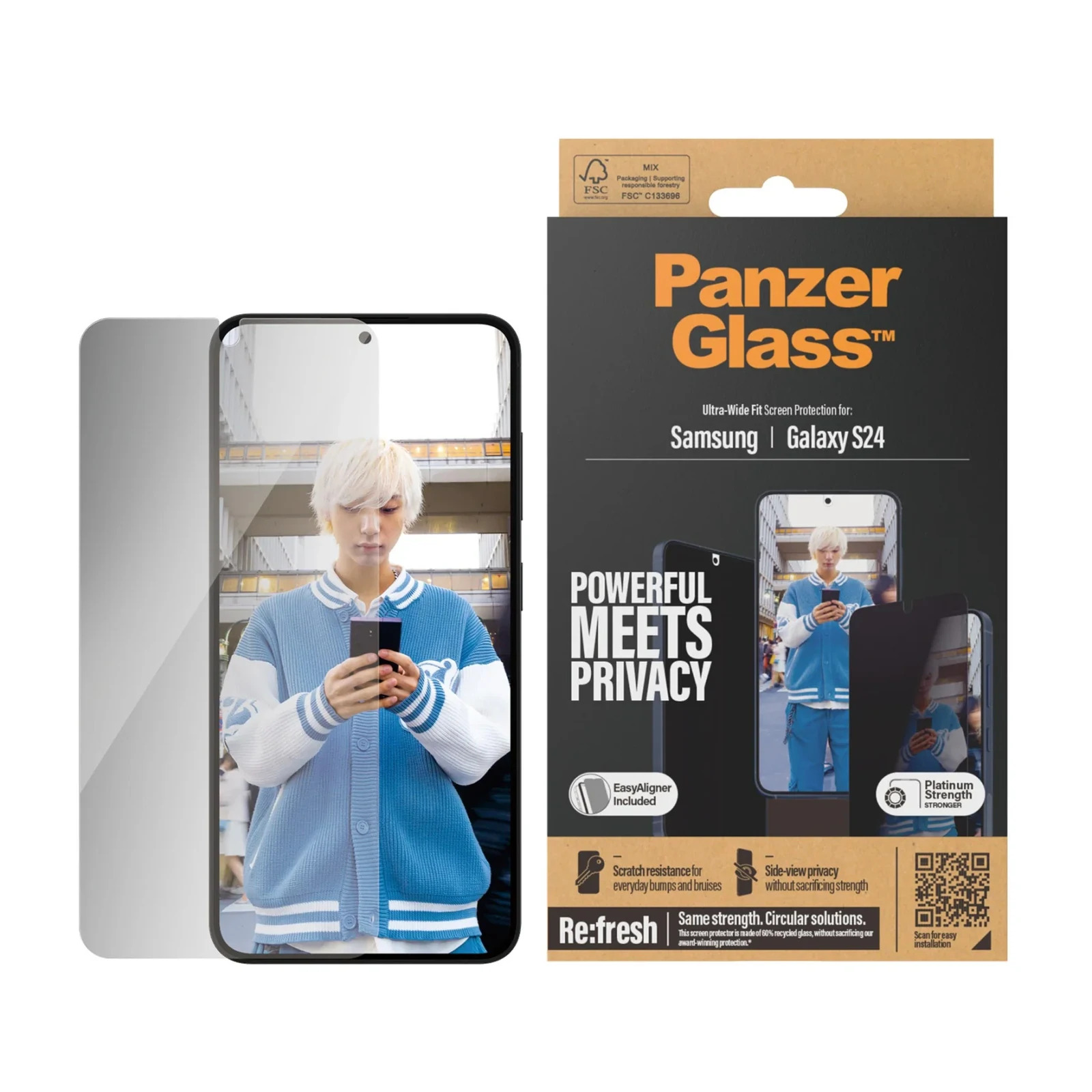 Folie Sticla Privacy PanzerGlass Safe UWF pentru Samsung Galaxy S24, negru thumb